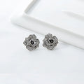 Retro Pave Rose Stud Earrings White Bazaare Mart Grey Rose Earrings