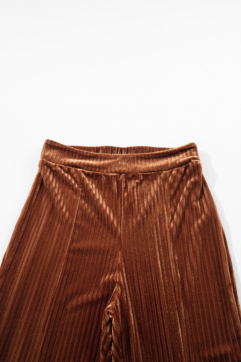 Black Solid Color High Waist Flare Corduroy Pants