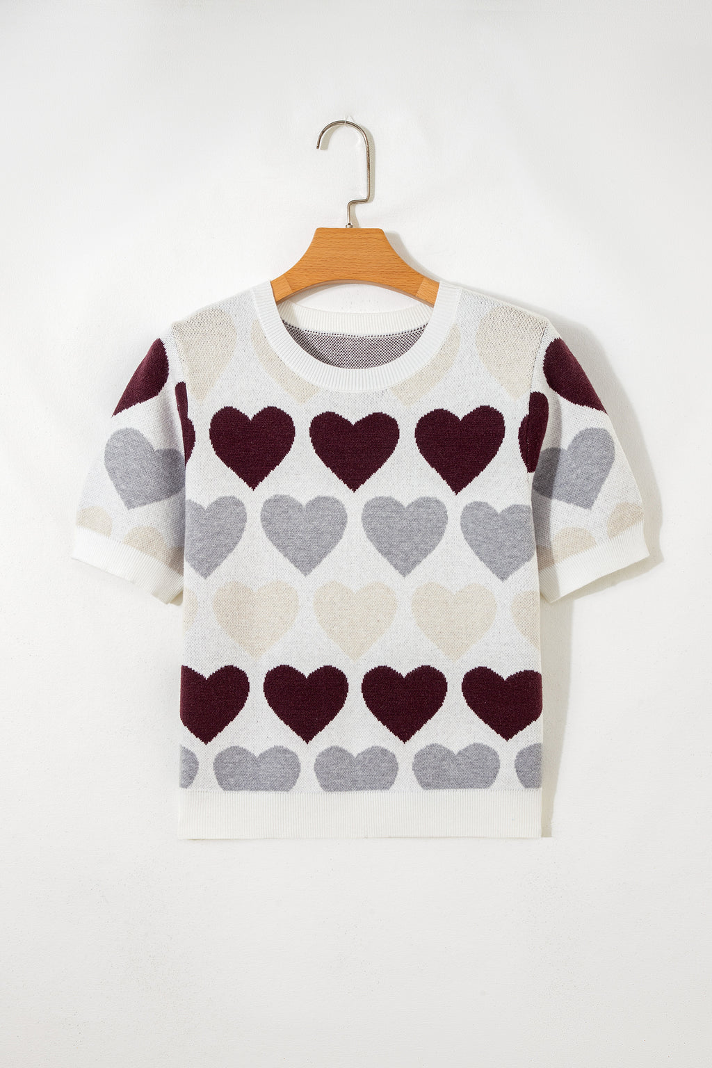 White Valentine Heart Short Sleeve Sweater Dear-Lover Dropshipping Sweaters & Cardigans/Short Sleeve Sweaters
