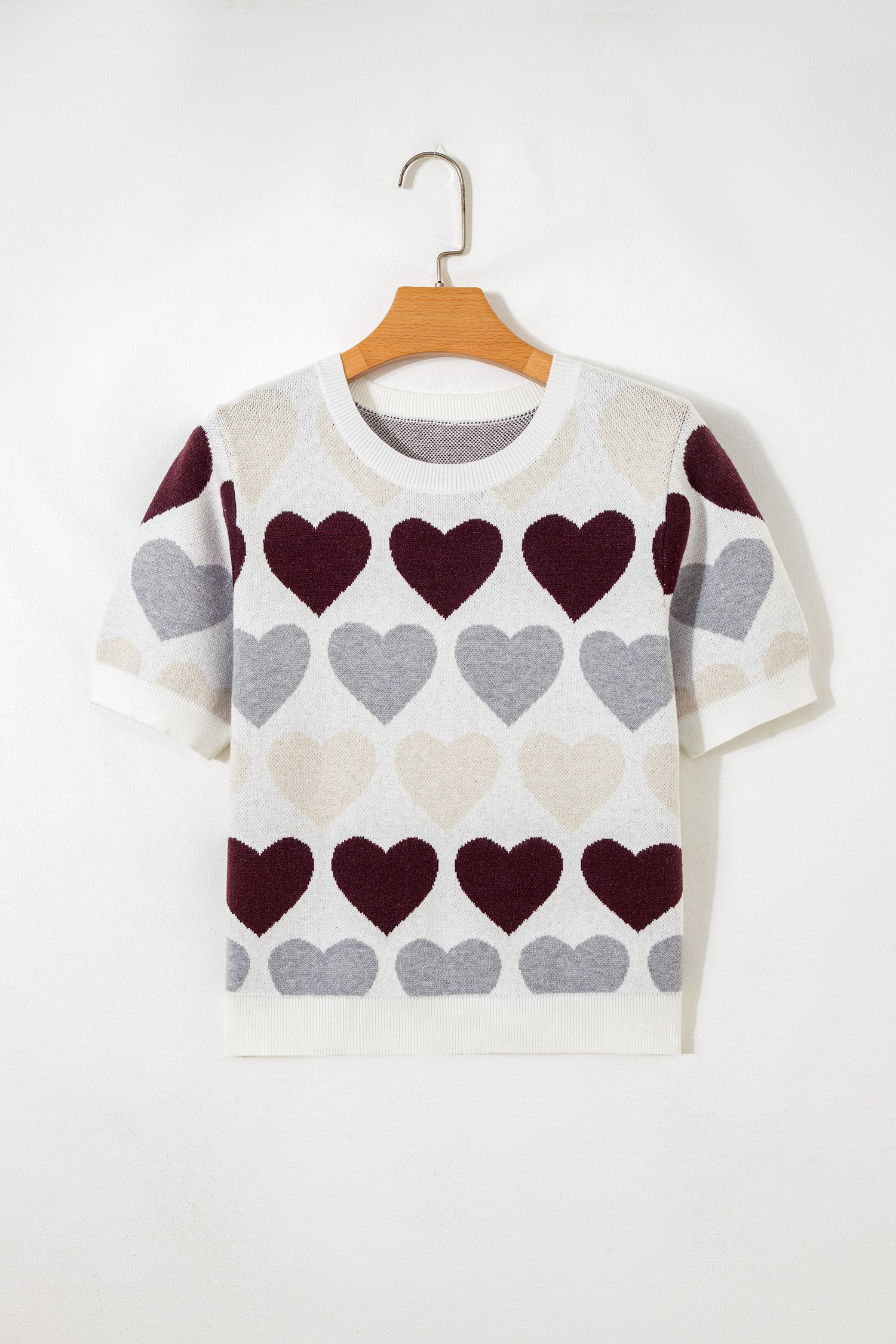 White Valentine Heart Short Sleeve Sweater Dear-Lover Dropshipping Sweaters & Cardigans/Short Sleeve Sweaters