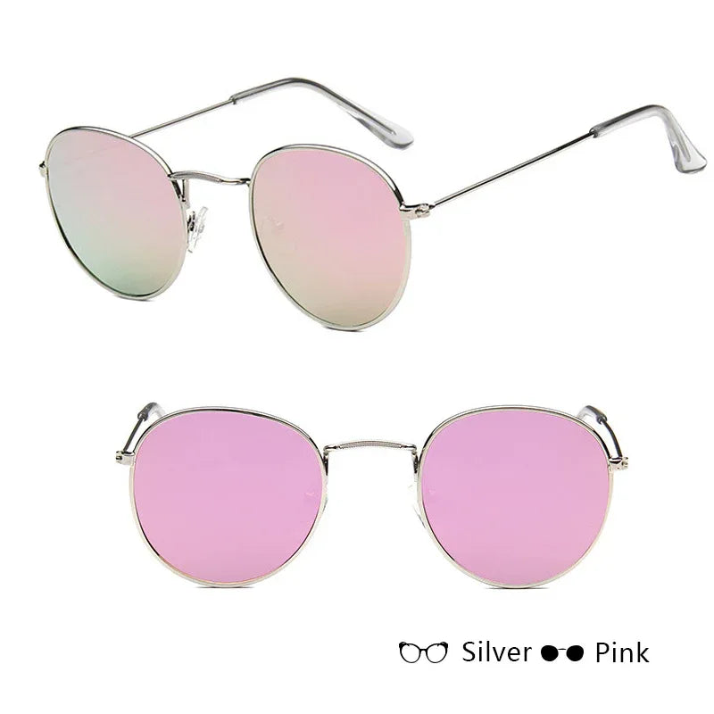 Women Retro Sunglasses Silver+pink Bazaare Mart Sunglasses