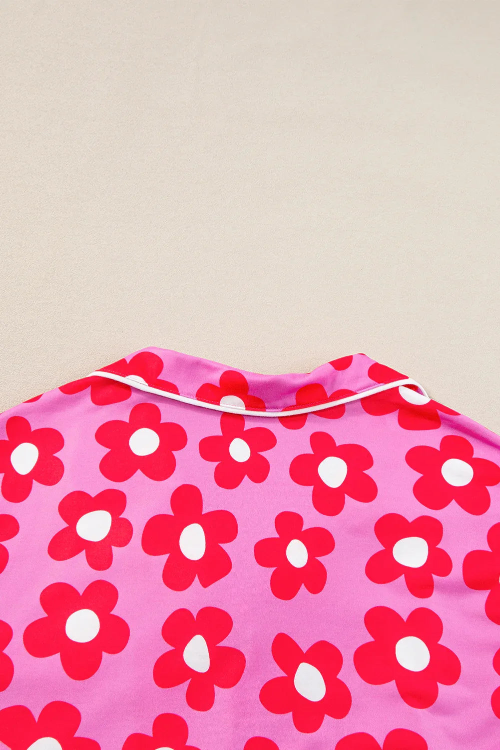 Pink Flower Print Short Sleeve Shirt Pajamas Set Dear-Lover Loungewear & Sleepwear/Sleepwear