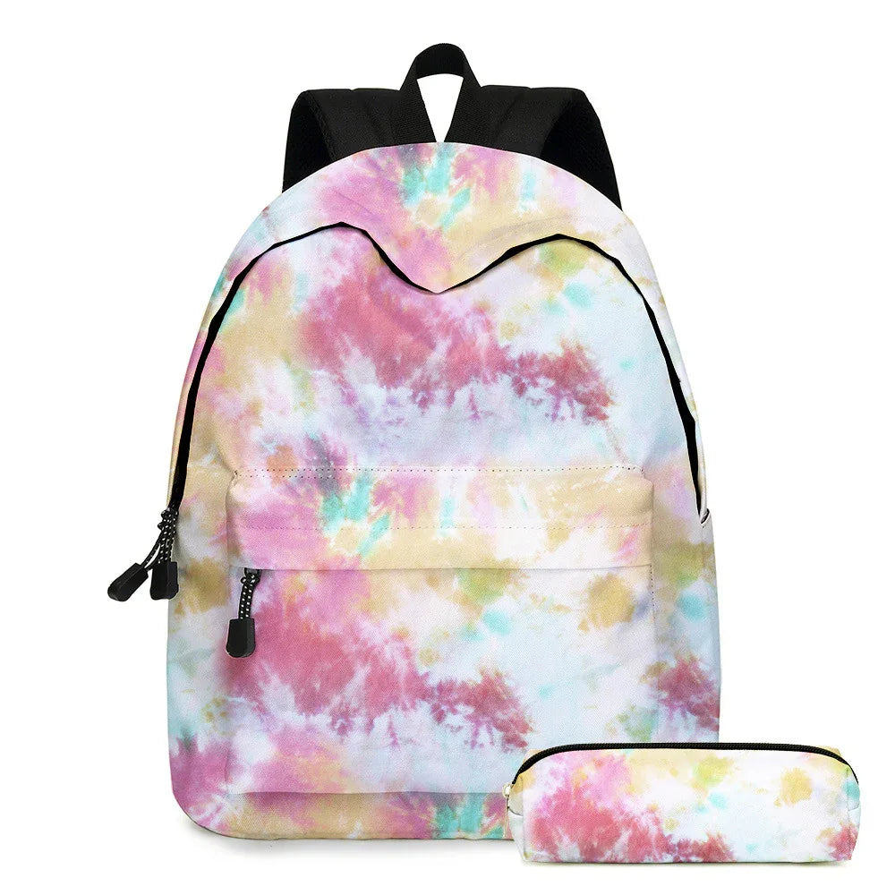 Tie dye schoolbag for primary school students Pink 16 inches Bazaare Mart Tie Dye Backpack