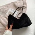 Faux Fur Removable Strap Shoulder Bag Black One Size Trendsi Faux Fur Removable Strap Shoulder Bag