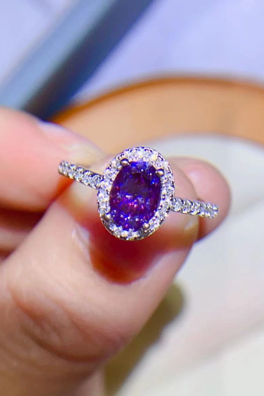 Purple Moissanite Ring