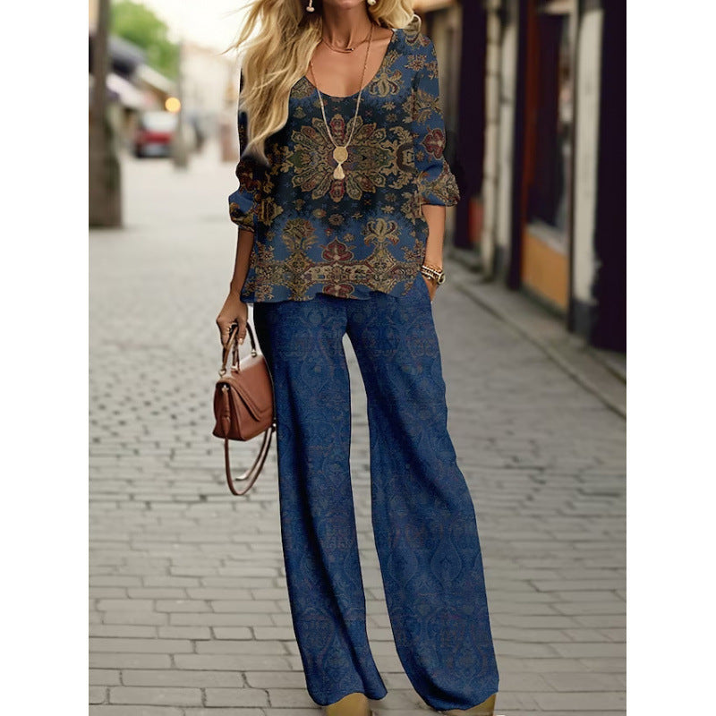 Colorful Abstract Hombre Linen 2pc. Pants Suit