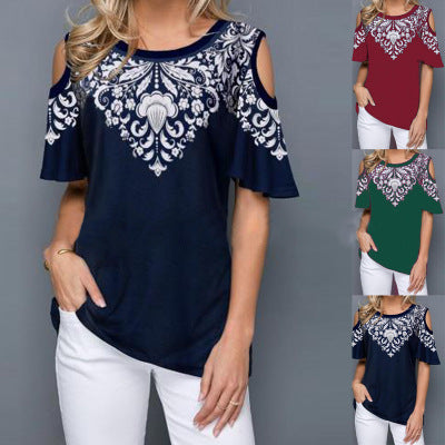 Embellished Cold Shoulder Half Sleeve Top