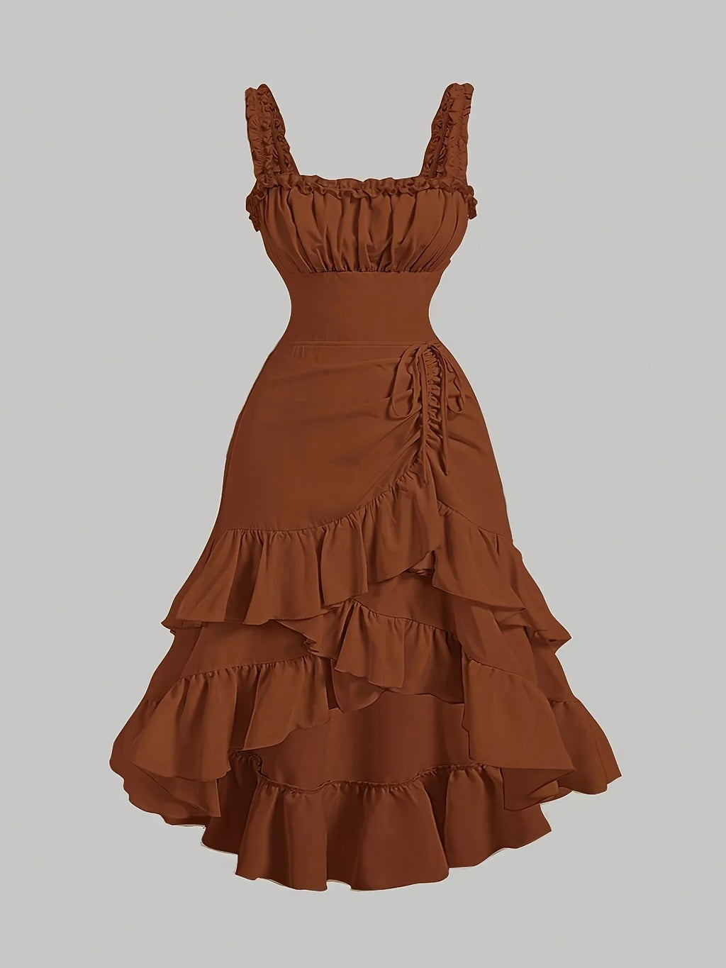 Romantic Multi-Layer Vintage Ruffled Hem Dress Bazaare Mart Ruffled Sleeveless Dress