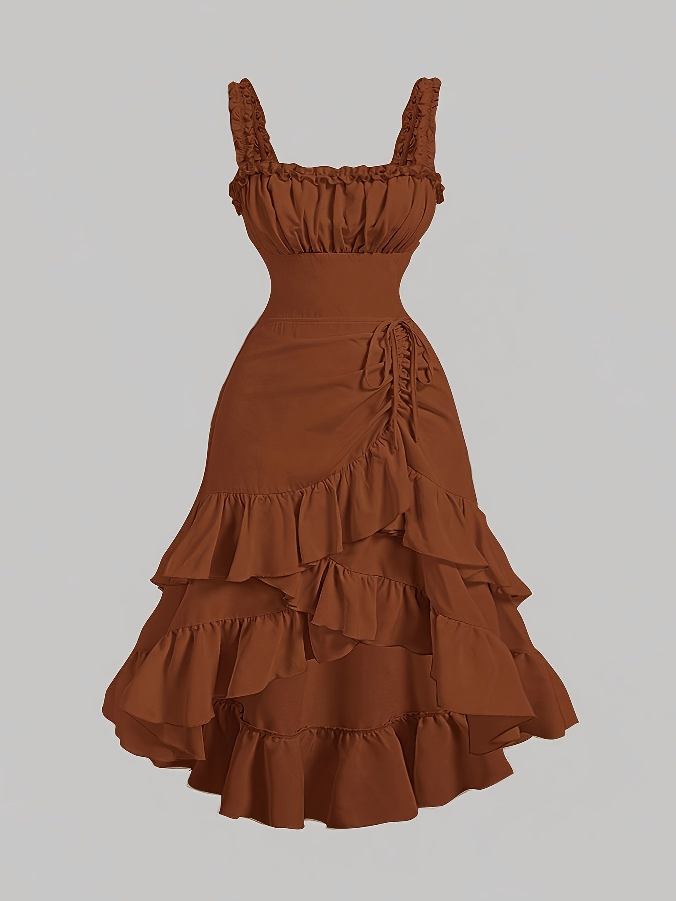 Romantic Multi-Layer Vintage Ruffled Hem Dress