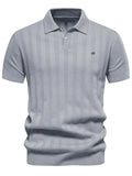 Men's Short Sleeve Knit Polo Gray Bazarre Mart Knit Polo Shit