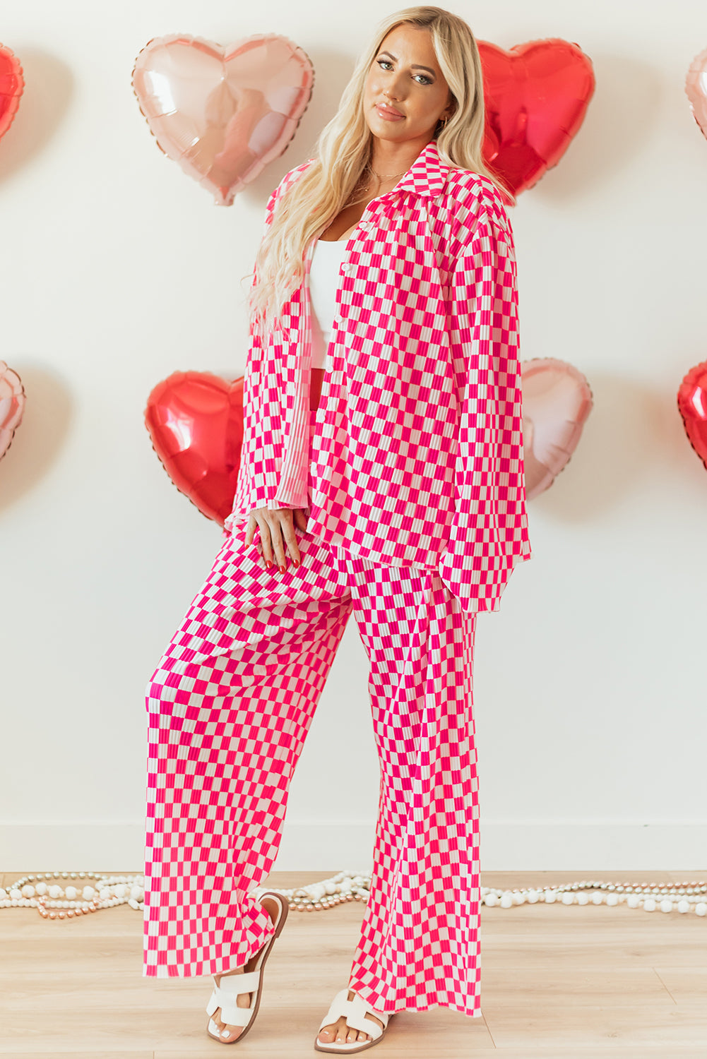 Pink Checkered Long Sleeve PJs