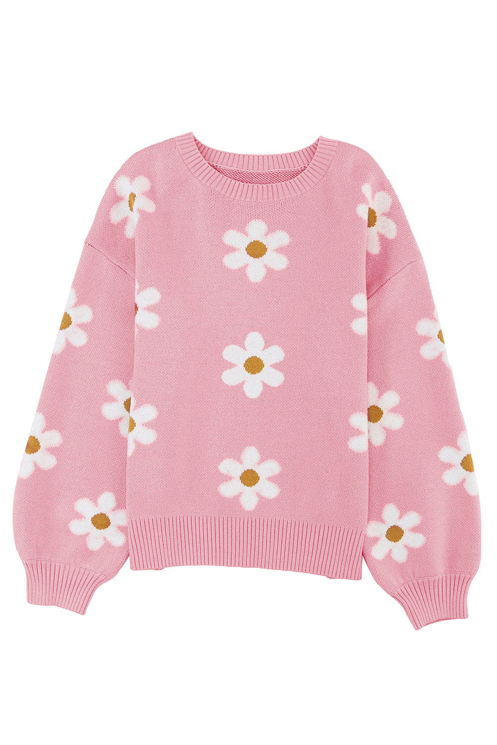 Pink Daisy Drop Shoulder Sweater