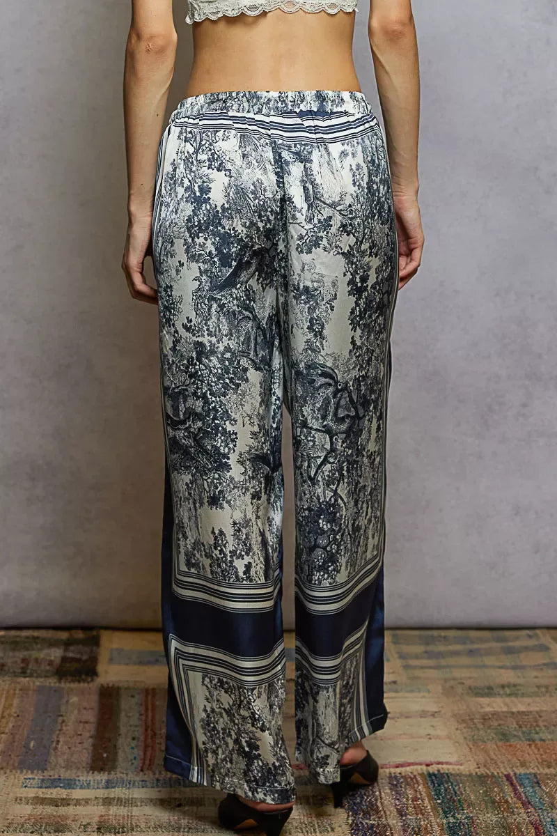 POL Floral Printed Woven Wide Leg Drawstring Pants Bazaare Mart POL Floral Printed Woven Wide Leg Drawstring Pants