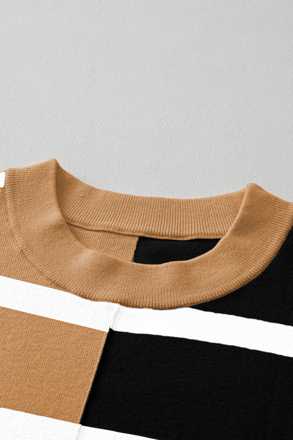 Beige Black White Colorblock Oversized Sweater