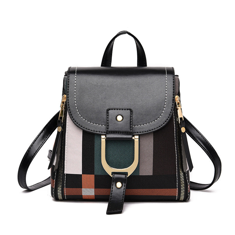 Women Colorblock Grid Backpack