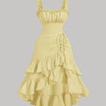 Romantic Multi-Layer Vintage Ruffled Hem Dress Yellow Bazaare Mart Ruffled Sleeveless Dress