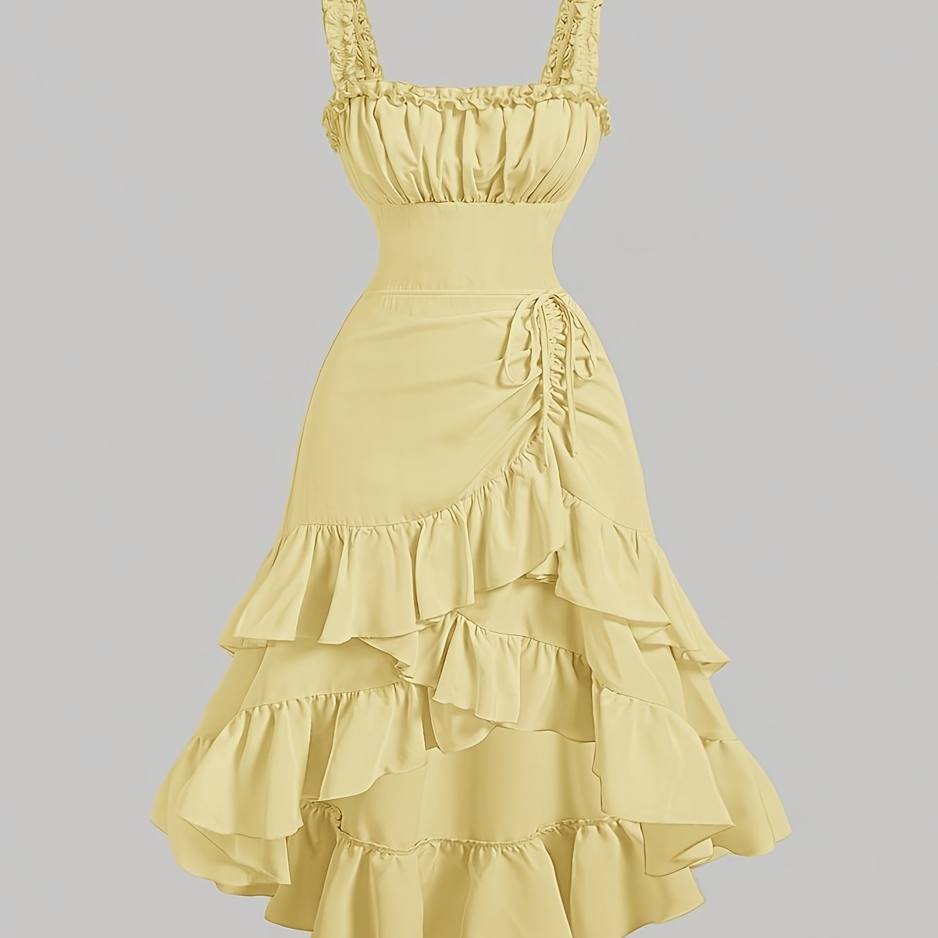 Romantic Multi-Layer Vintage Ruffled Hem Dress