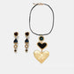 Exaggerated Heart Earrings and Necklace A2style Bazaare Mart Black Heart Necklace Set