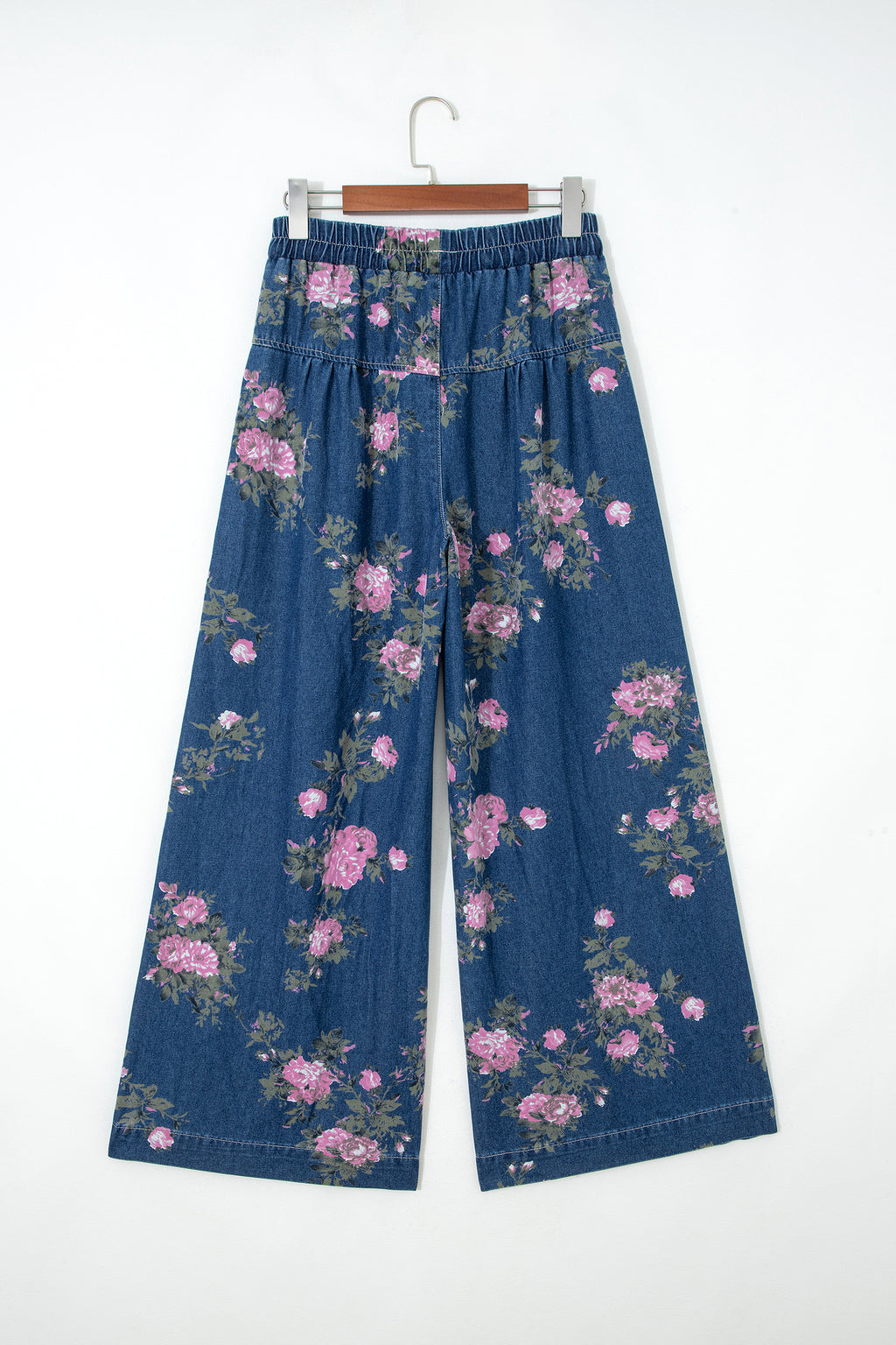 Women’s Retro Floral Print Wide Leg Jeans – High Waist Drawstring Denim Pants Dear-Lover Dropshipping Bottoms/Jeans