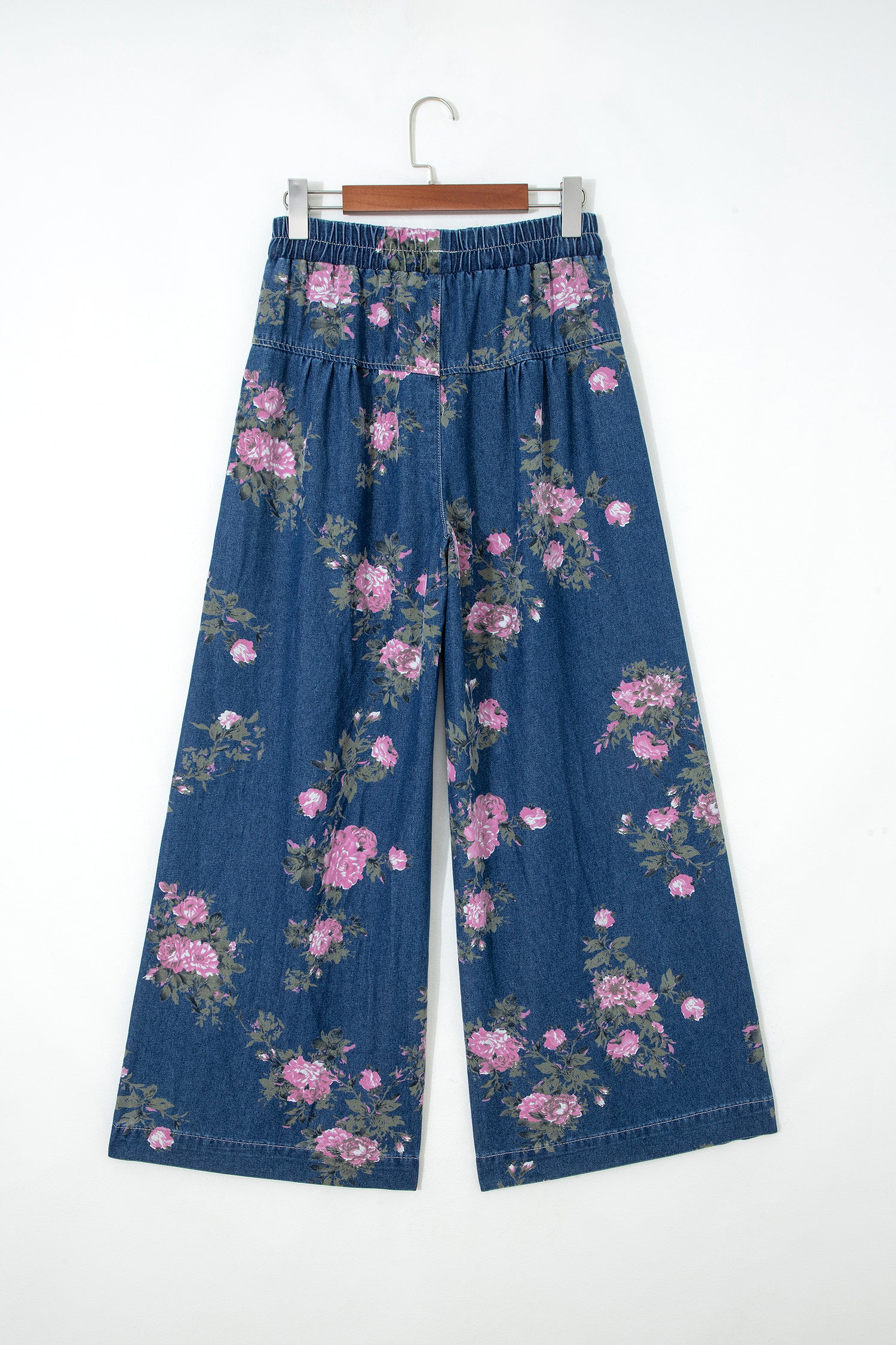 Women’s Retro Floral Print Wide Leg Jeans – High Waist Drawstring Denim Pants Dear-Lover Dropshipping Bottoms/Jeans