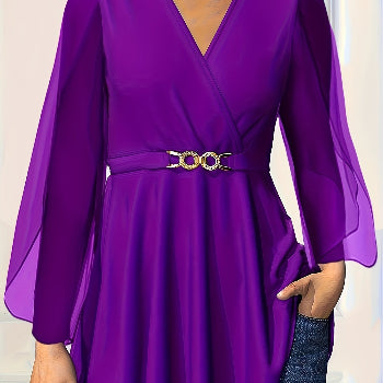 Chiffon V-Neck Peplum Blouse