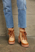 East Lion Corp Lace Up Lug Booties Khaki Bazaare Mart East Lion Corp Lace Up Lug Booties