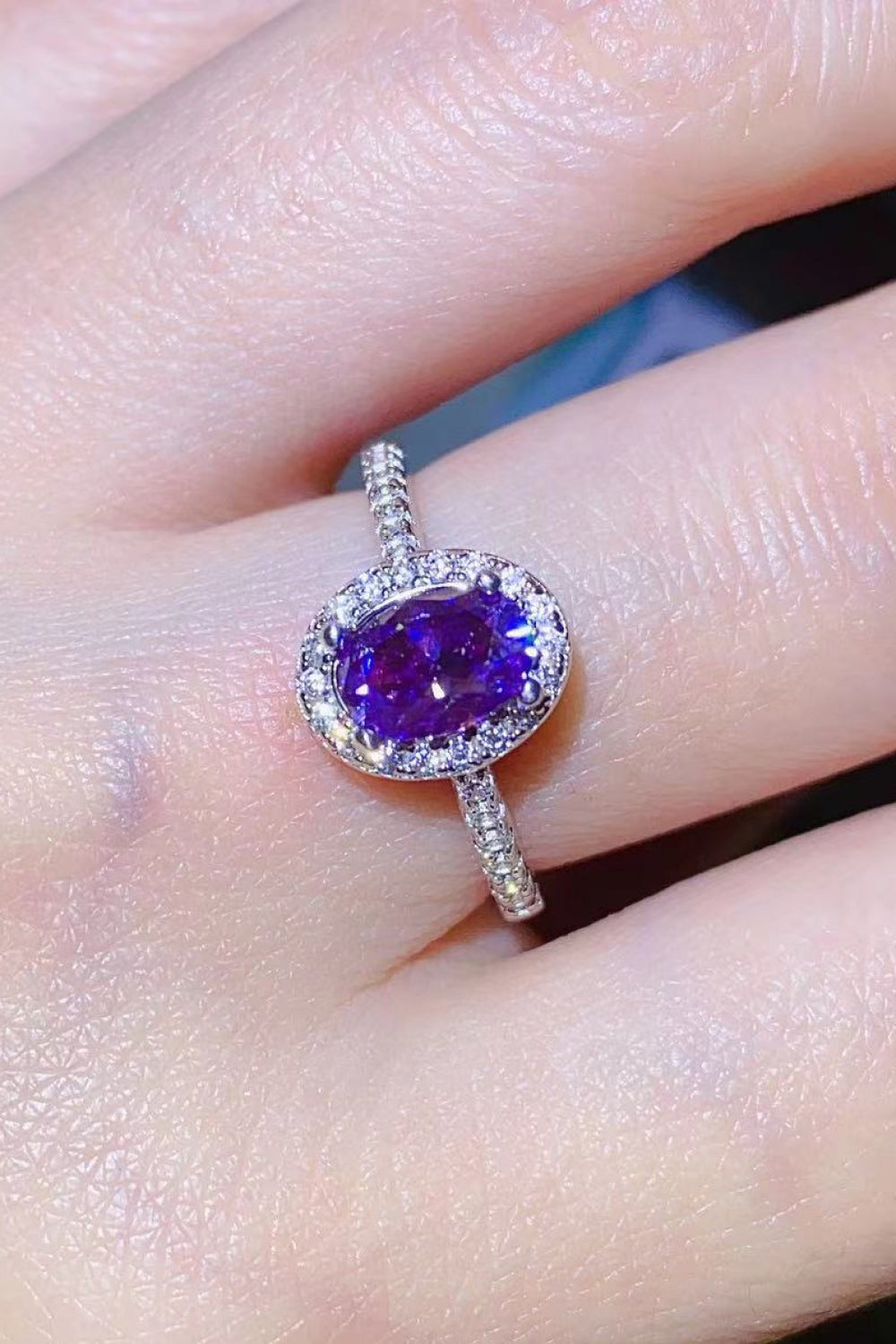 Purple Moissanite Ring