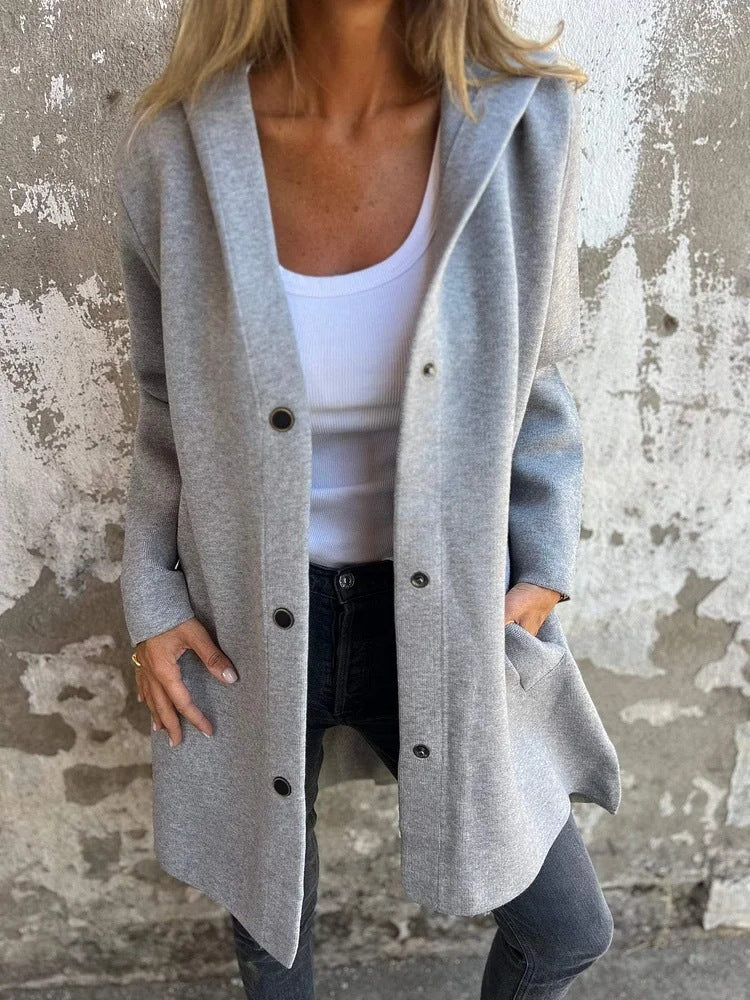 Gray Snap Up Cardigan Hoodies