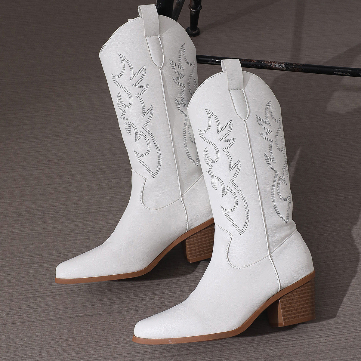 High Heel Western Cowboy Knight Boots – Women’s Pointed Toe Tall Cowgirl Boots White B CJ Dropshipping White Cowgirl Boots