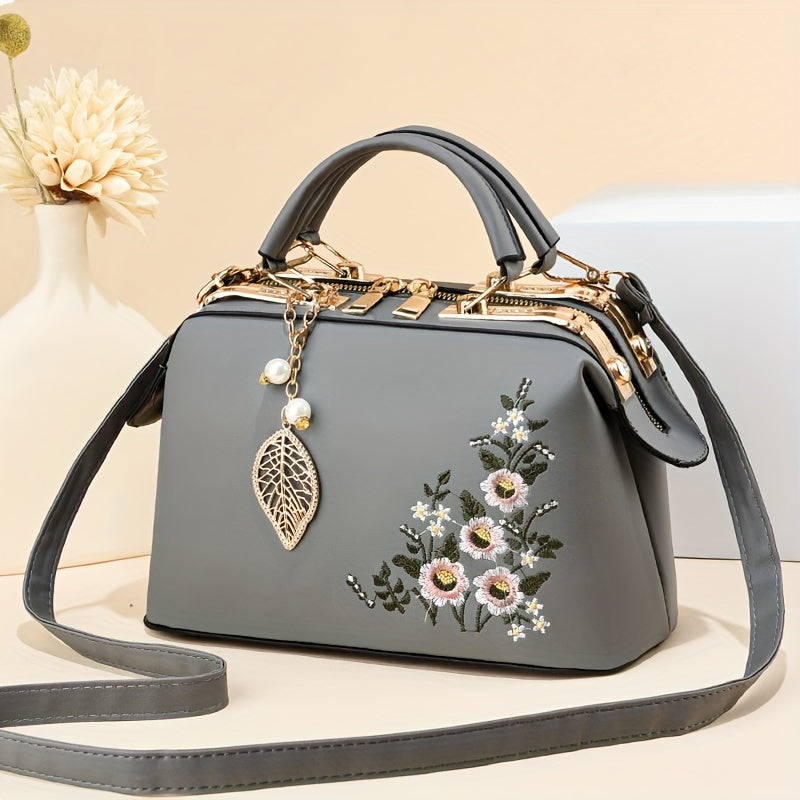 Elegant Floral Embroidered Handbag
