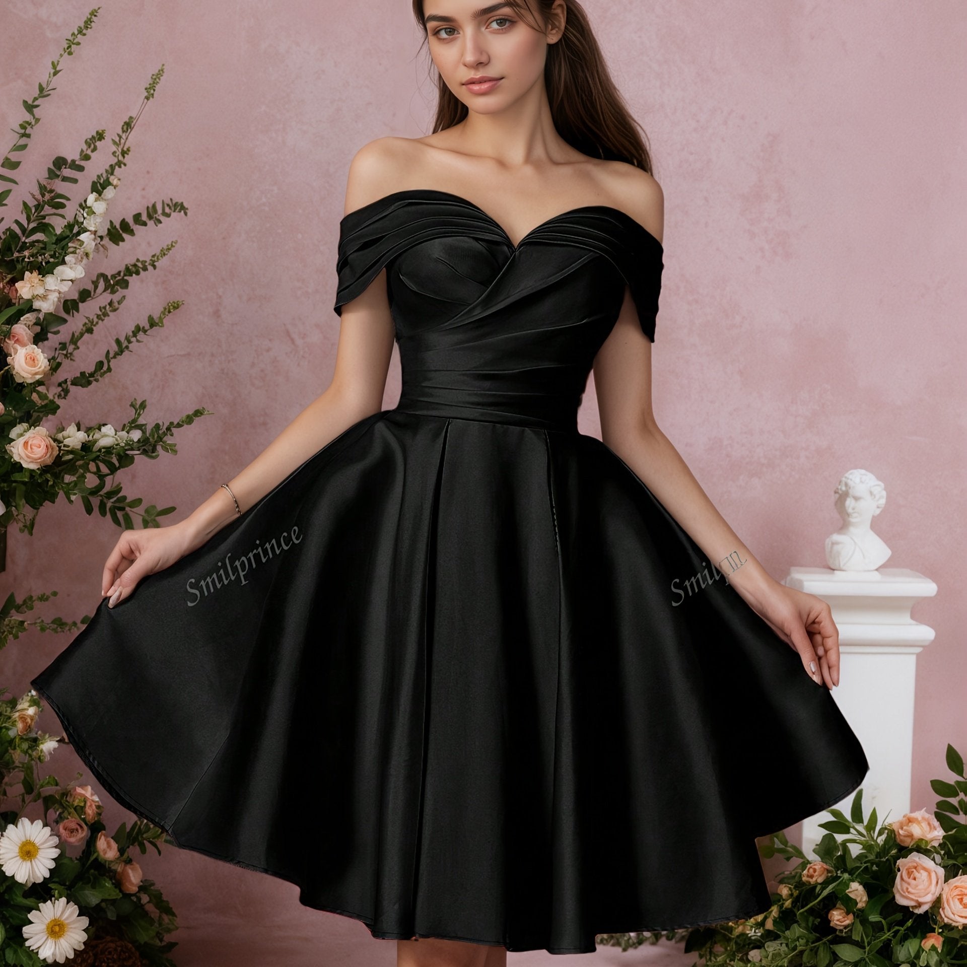 Elegant Sweetheart Off Shoulder Full Skirt Party Dress