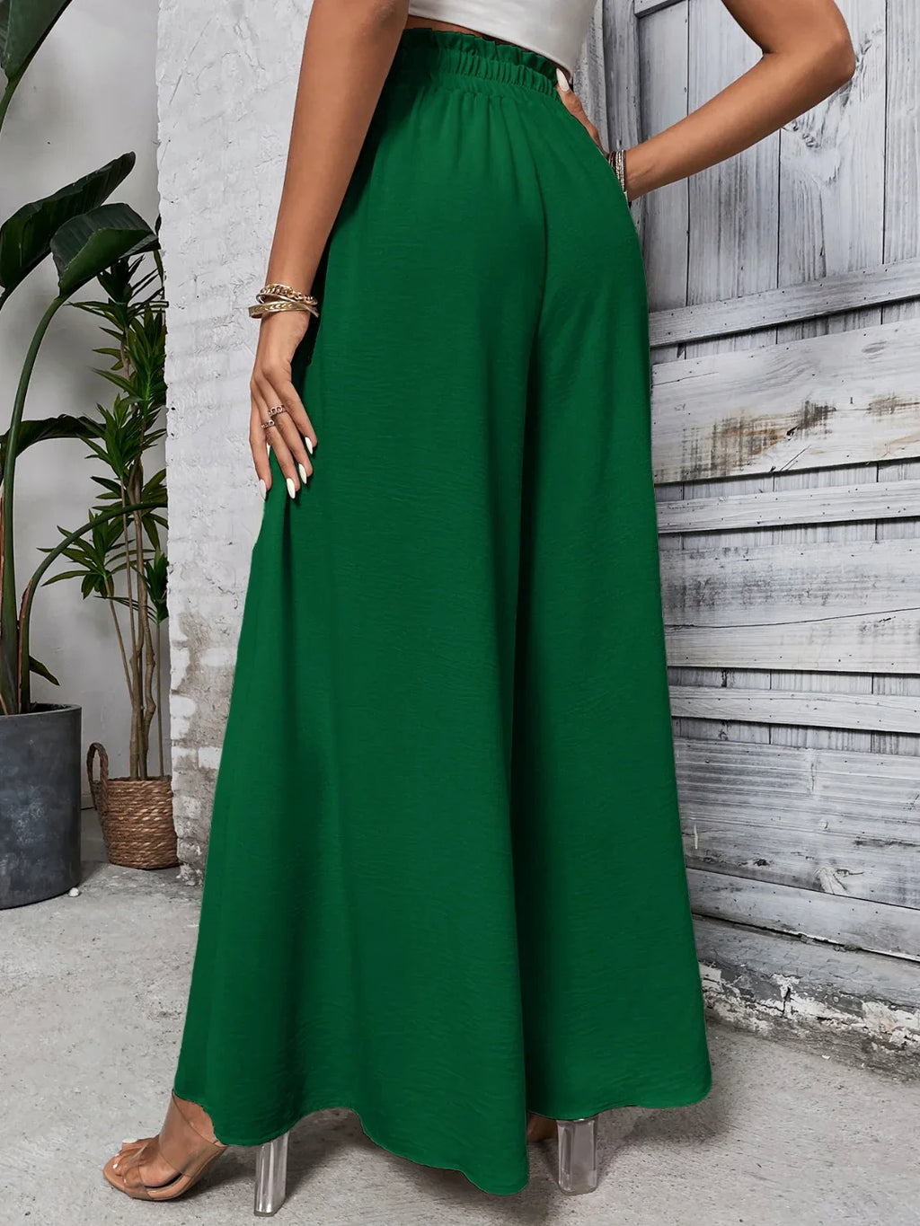 Tied High Waist Wide Leg Pants Bazaare Mart Extra Wide Leg Pants