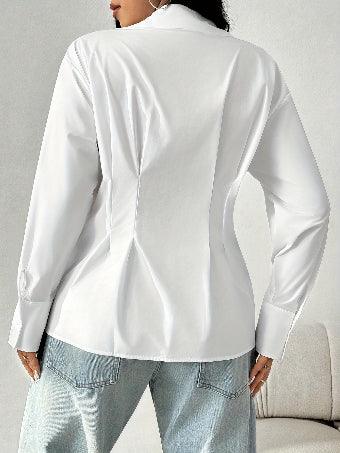 Long Sleeve Solid Color Fitted Blouse Bazaare Mart Long Sleeve Solid Color Fitted Blouse