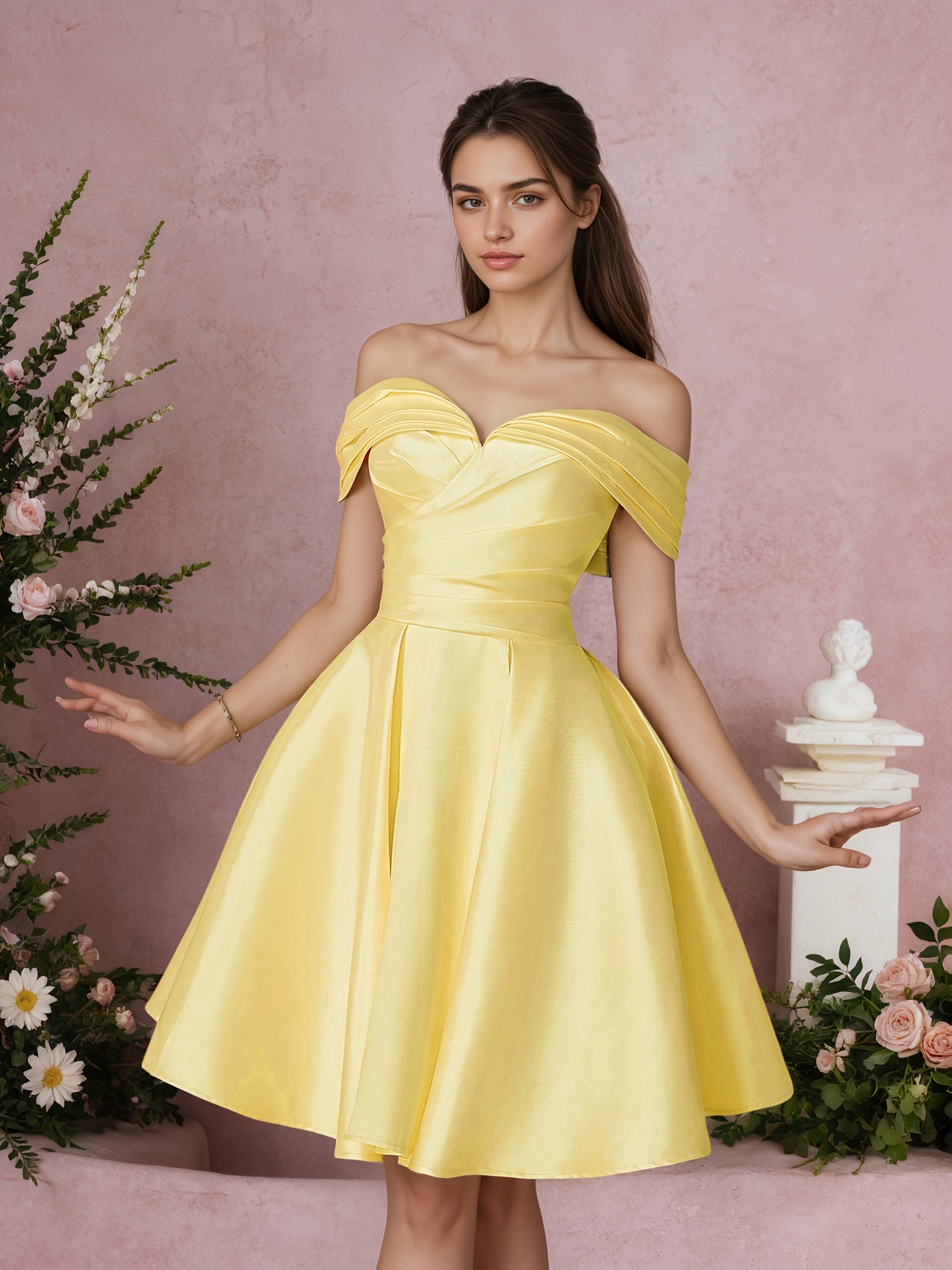 Elegant Sweetheart Off Shoulder Full Skirt Party Dress