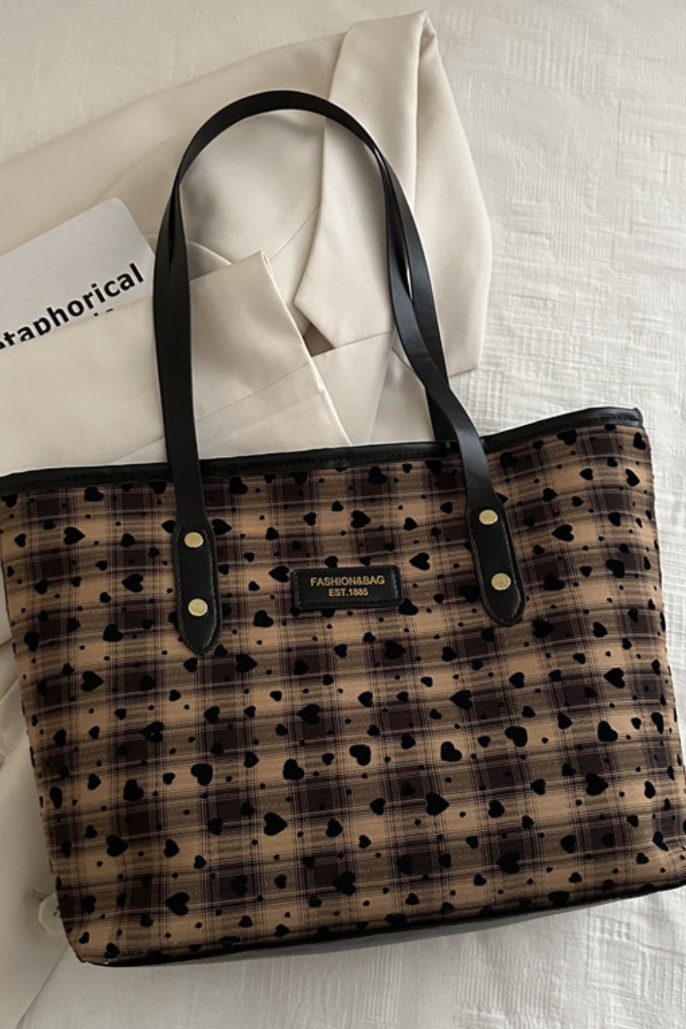 Brown Plaid Tote Bag