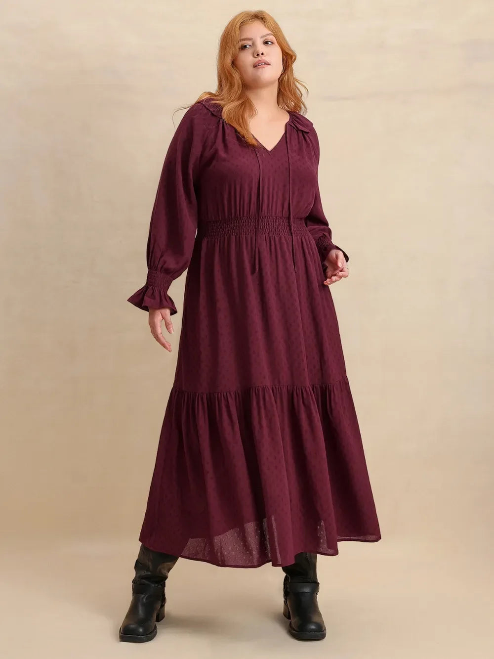 Burgundy Swiss Dot Maxi Dress Bazarre Mart Burgundy Swiss Dot Midi Dress