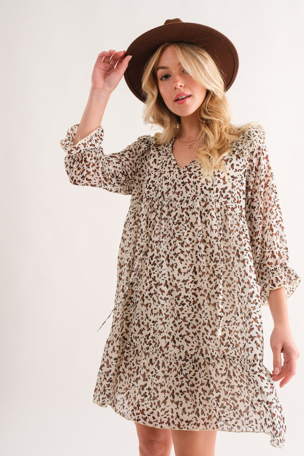 Leopard Ruffle Hem Mini Dress