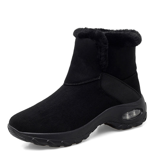 Black Faux Suede Fur Snow Booties