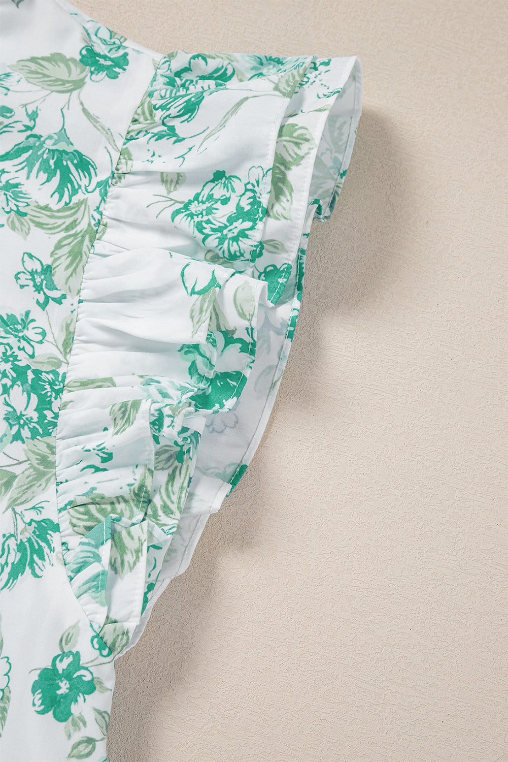 Floral Print Flutter Sleeve Frill Blouse Shewin Blouses