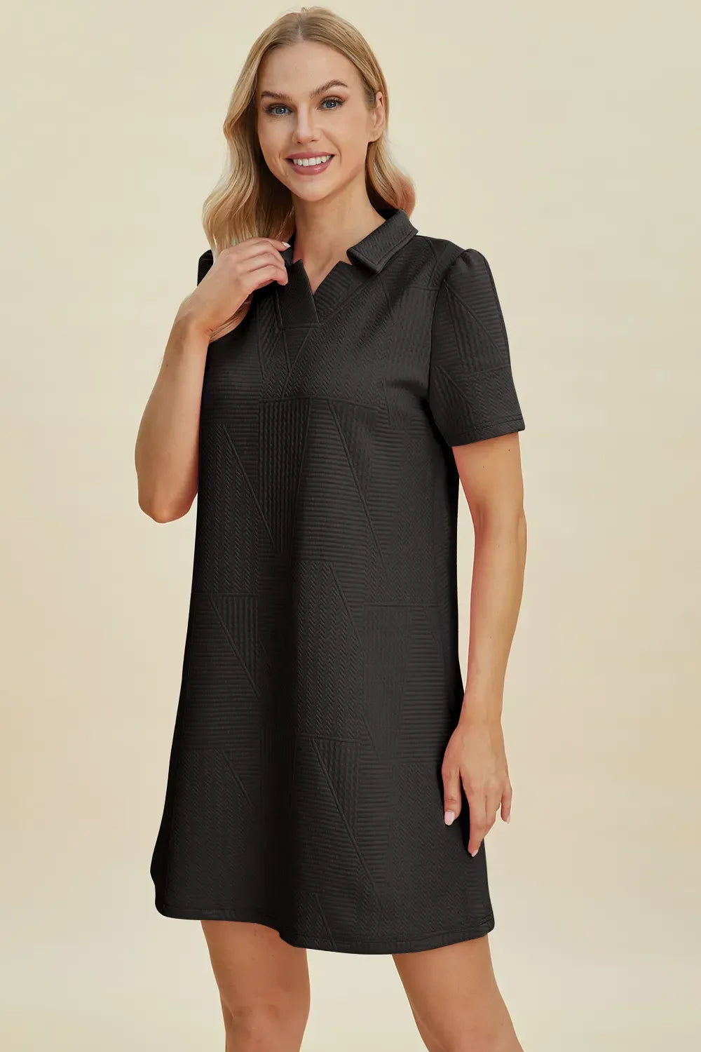 Texture Short Sleeve Polo Dress Bazarre Mart Polo Dress