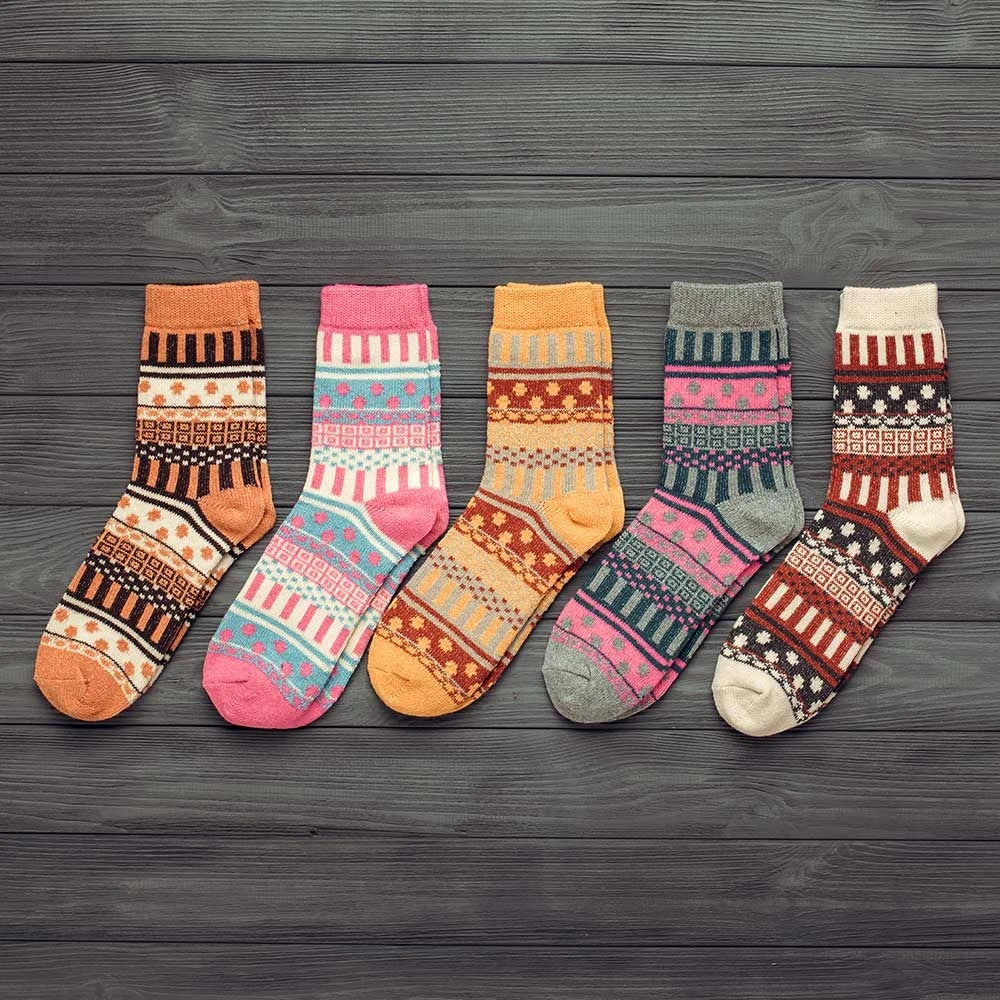 Striped Winter Wool Socks