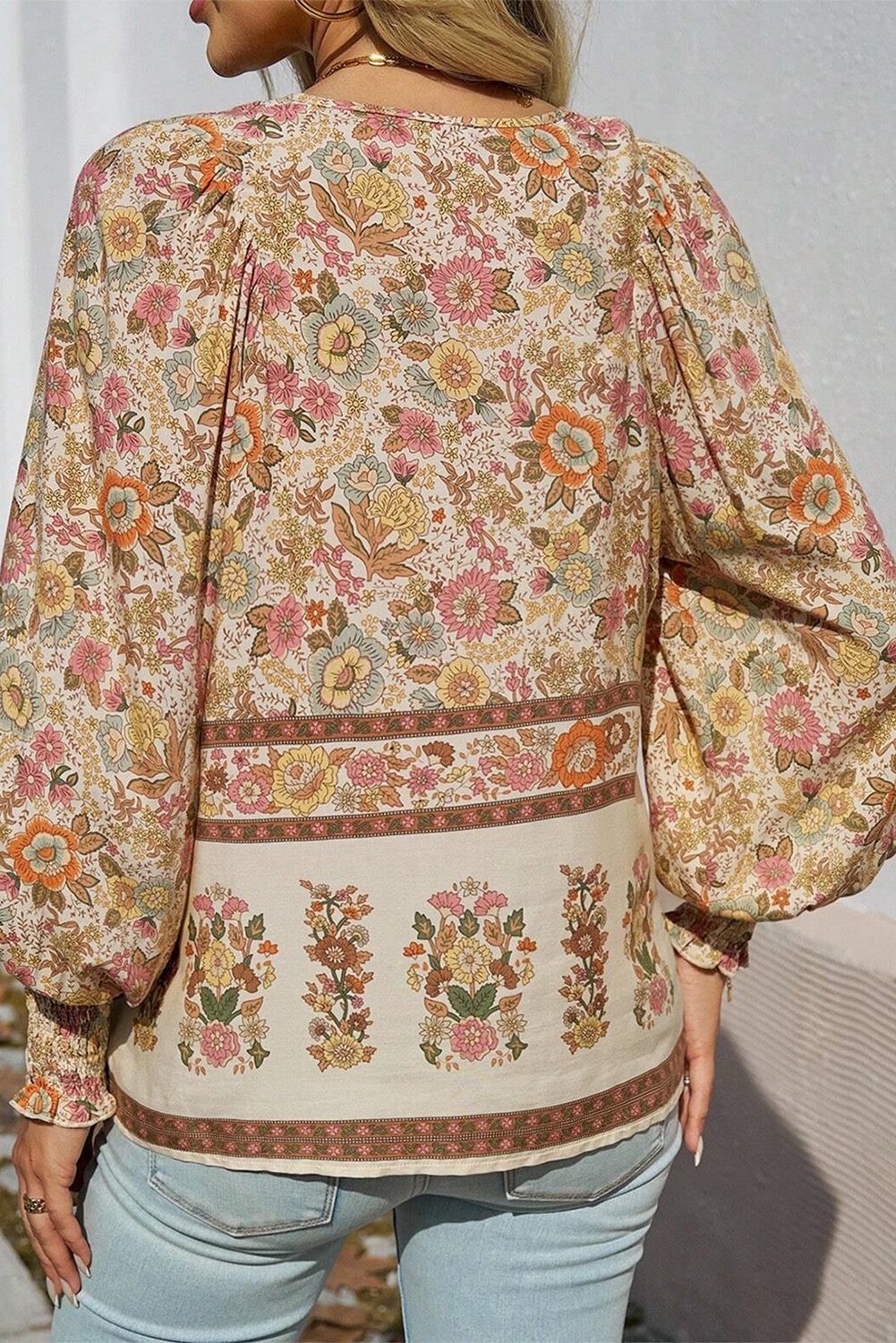 Yellow Boho Lantern Sleeve Blouse