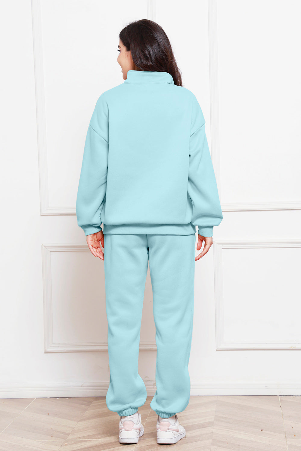Lady's Solid Color Half Zip Sweatsuit