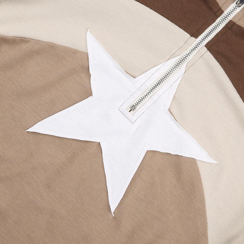 Star Color Block Long Sleeve Top CJ Dropshipping Long Sleeve Star Tee