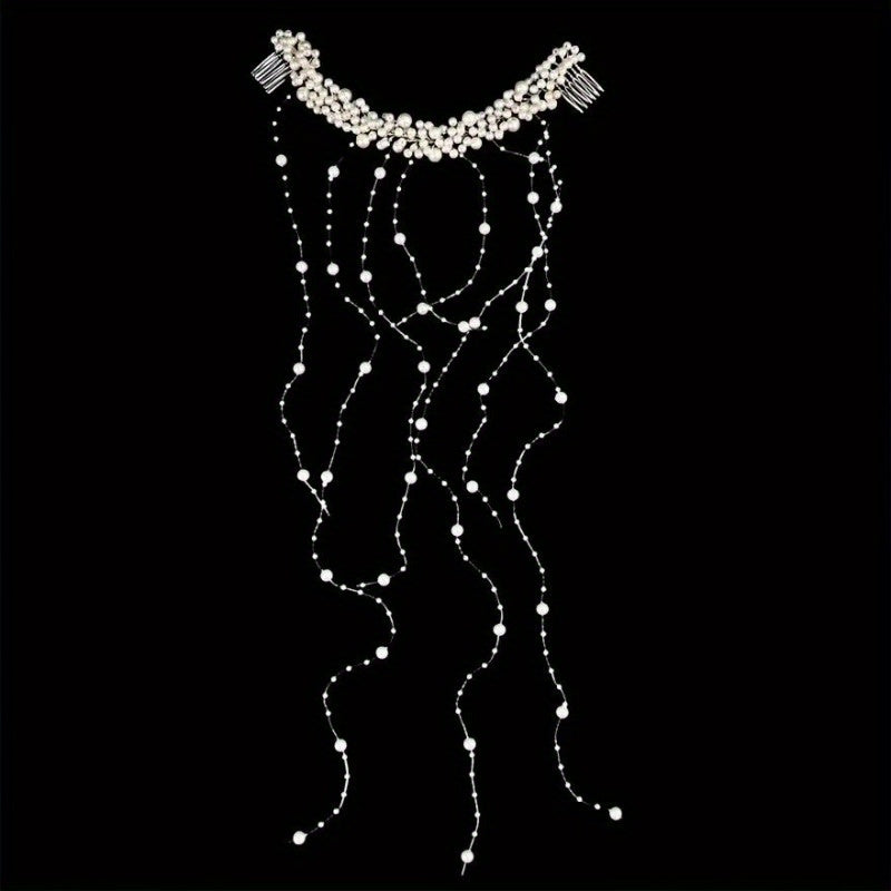 Bridal Waterfall of Pearls Hair Accessory