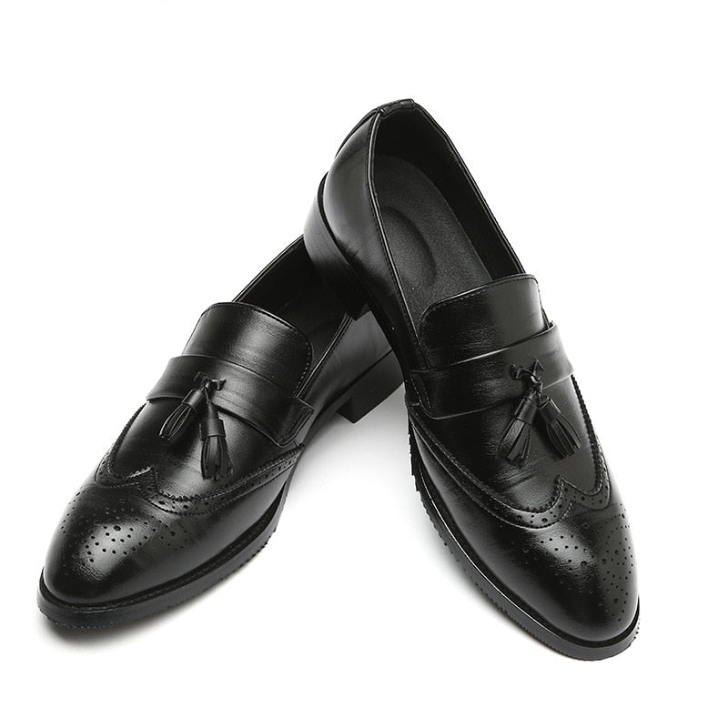 Black Classic Leather Tassel Loafers