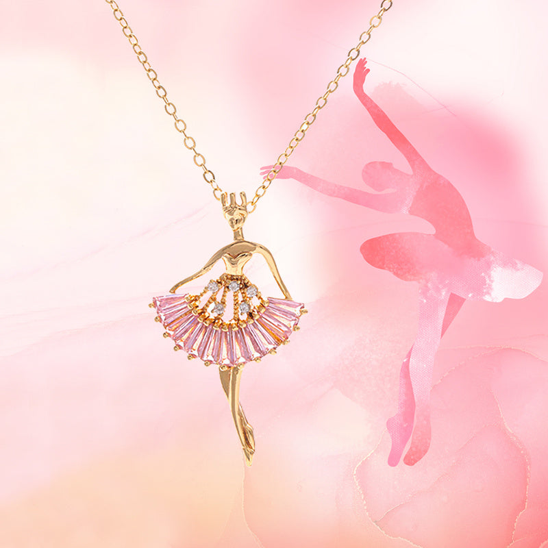 Pink Jewel Ballet-Girl Necklace