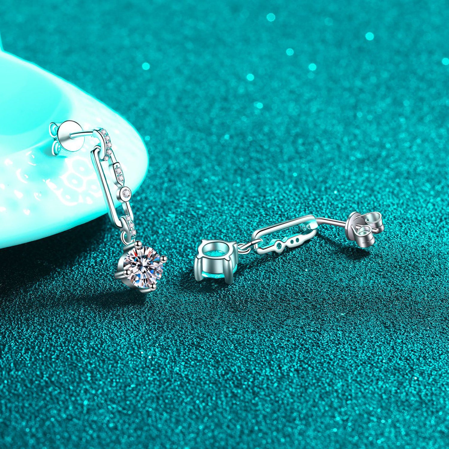 Dainty Silver Starburst Dangle Earrings