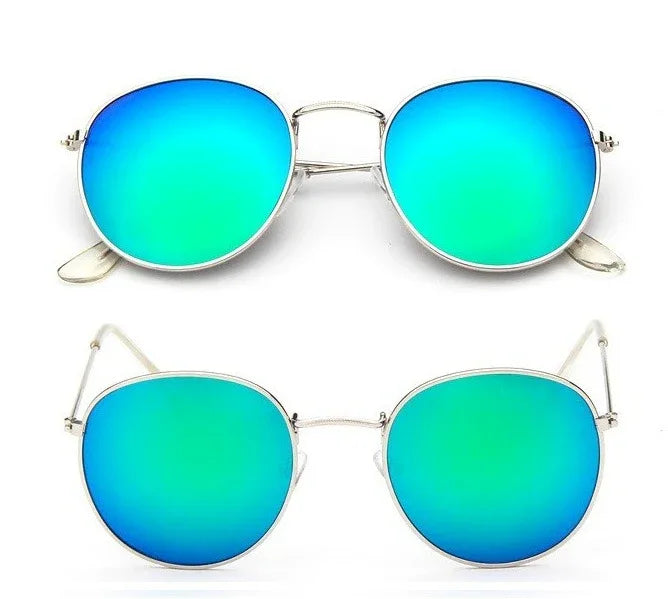 Women Retro Sunglasses Silver + Green Bazaare Mart Sunglasses