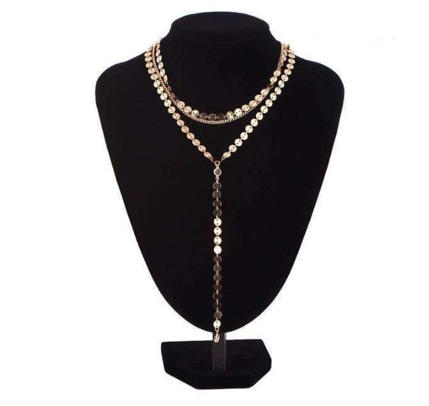 Three Layer Lariat Y Choker Necklace